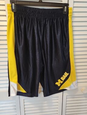 Michigan Wolverines  Pro Edge Navy and Yellow Athletic Shorts with White Trim